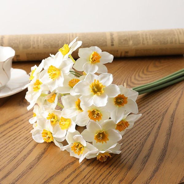 

decorative flowers & wreaths 6pcs artificial narcissus flower bouquet home decoration fake deskwedding scene room living window decor