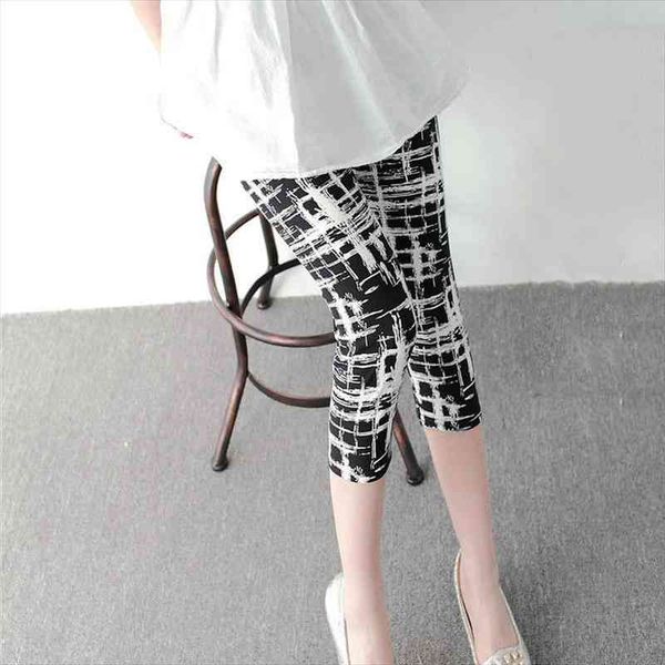 

fitness leggins plaid printed women legging mujer casual cropped pants elasticity stripe push up sexy, Black