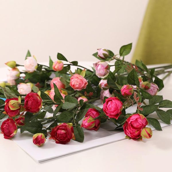 

decorative flowers & wreaths 5 pieces artificial mini rose buds spring wedding decoration accessories silk roses holiday party home decor