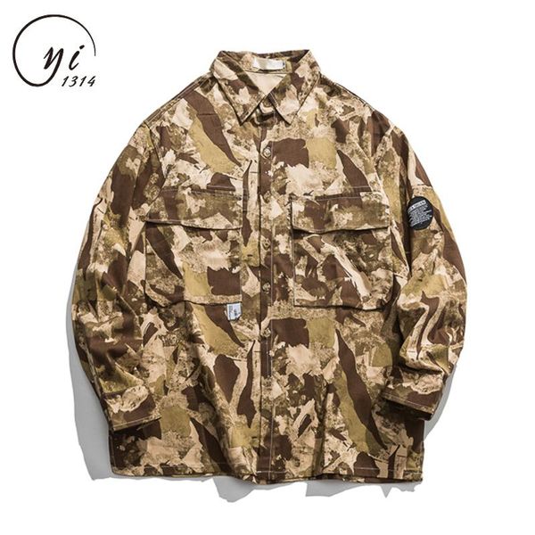 

men's casual shirts japanese camouflage men hip hop streetwear slim fit designer shirt autumn fashion 2021 camisas para hombre, White;black