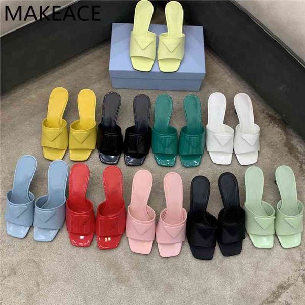 

75% off factory outlet sale summer high heels women slippers square peep toe slides ladies candy color party shoes woman heeled gladiator sa, Black