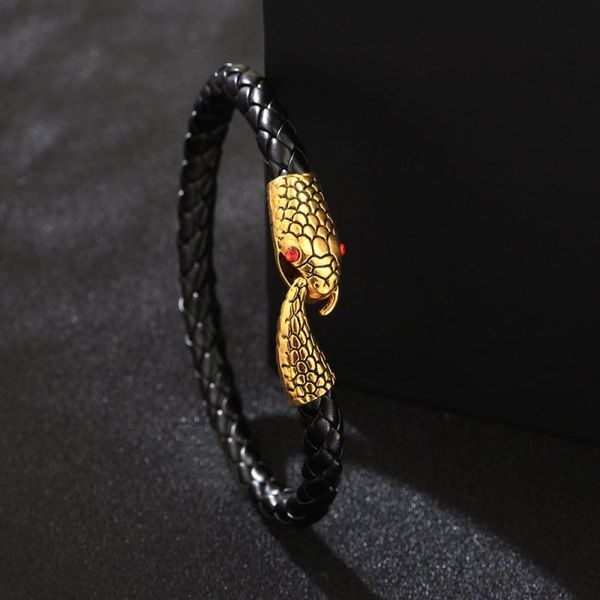 

bangle men's fashion leather bracelet couple snake head party jewelry accessories, Black