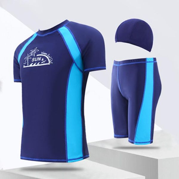 

men's swimwear swimsuit split two-piece suit sunscreen short-sleeved surfing snorkeling warm spring