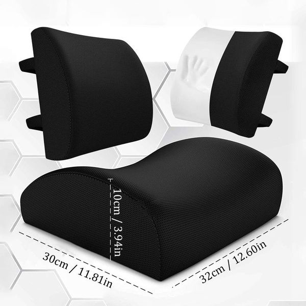 

pillow lumbar support pillow-pure memory foam cushion for pain relief to improve posture computer