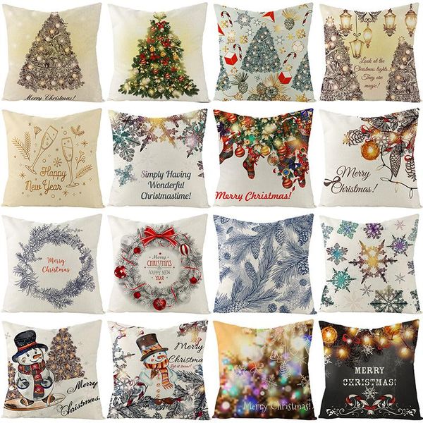 

cushion/decorative pillow christmas cushion cover 18x18 inch for home tree snowman linen covers xmas holiday party decorative pillowcase