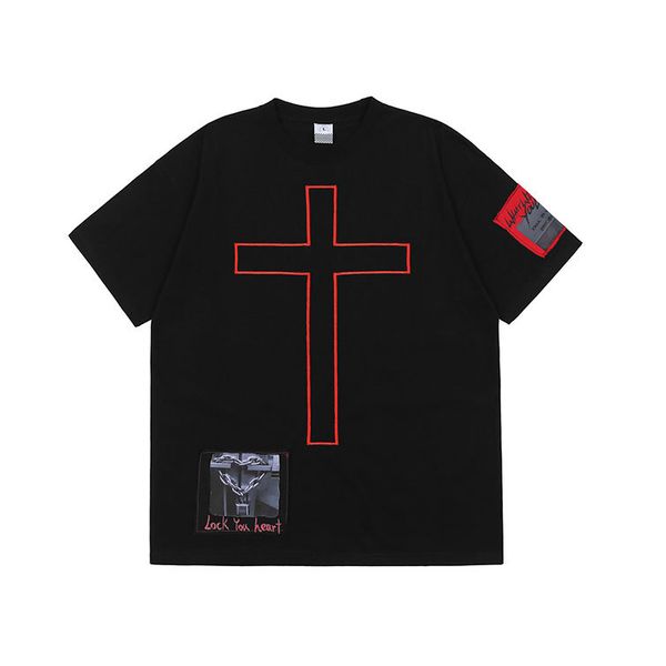 

2021 hiphop t-shirt cotton t-shirt hip hop short sleeve solid tee summer streetwear, White;black