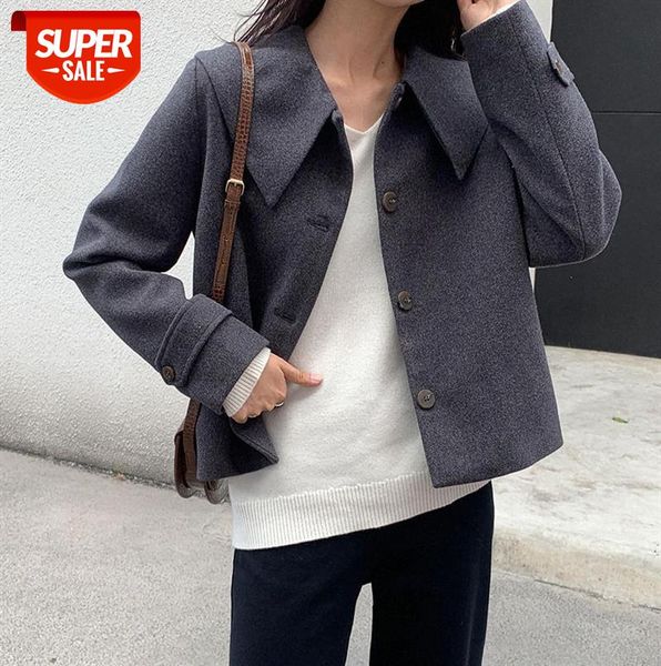 

tg doll collar jacket women retro hong kong style small loose short trench coat 10883 #nu0k, Black;gray