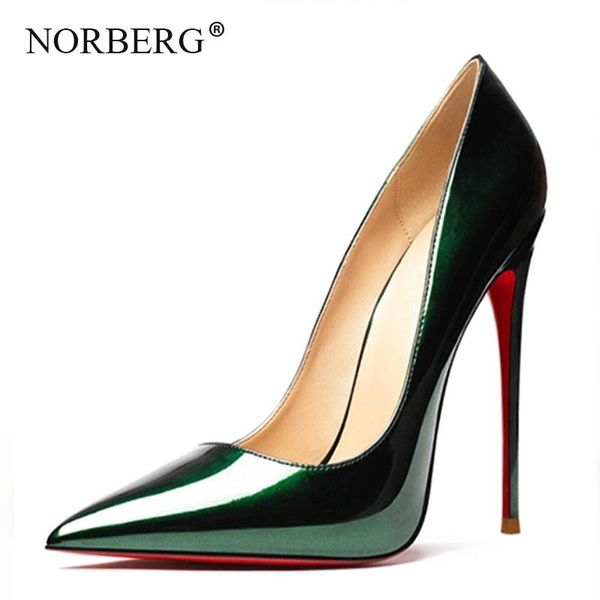 

spring utumn women pumps 12cm high heeled leather shoes wedding red bottom heelswoman heels big 34-43 dress, Black
