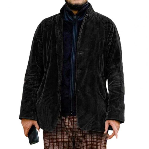 

men's jackets jacket turtleneck vintage fake two-piece corduroy cardigan men coat for work, Black;brown