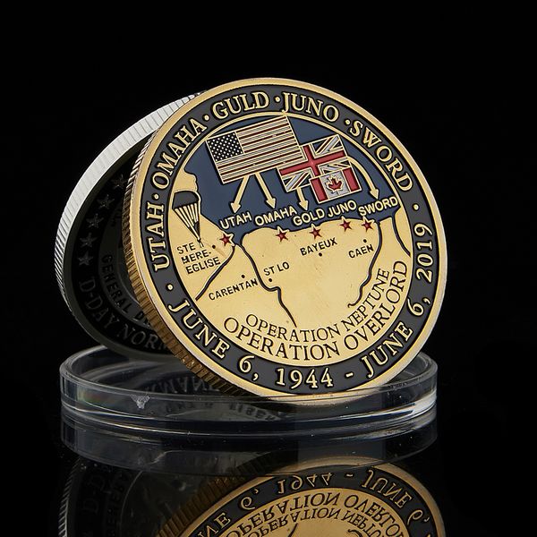 

1994.6.6 wwii 75th anniversary france d-day craft normandy gold/silver plated challenge coin