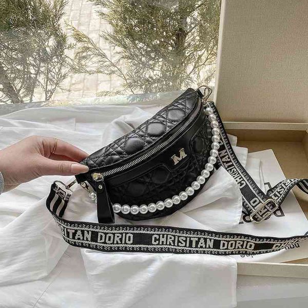 

factory store 65% off clearance sale handbag chest bag women's solid color lattice embroidery chest super fire pearl chain cross satche, Black;red