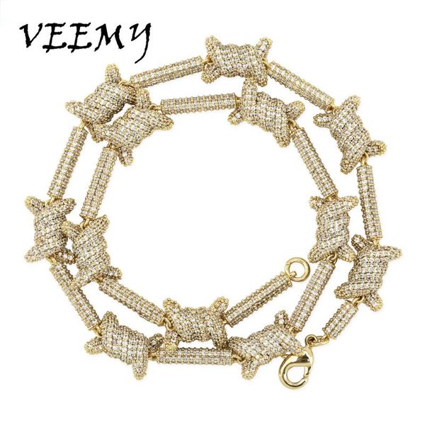 

chains veemy fashion pattern length 10mm x knot necklace gold silver color out prong setting cubic zirconia hip hop jewelry