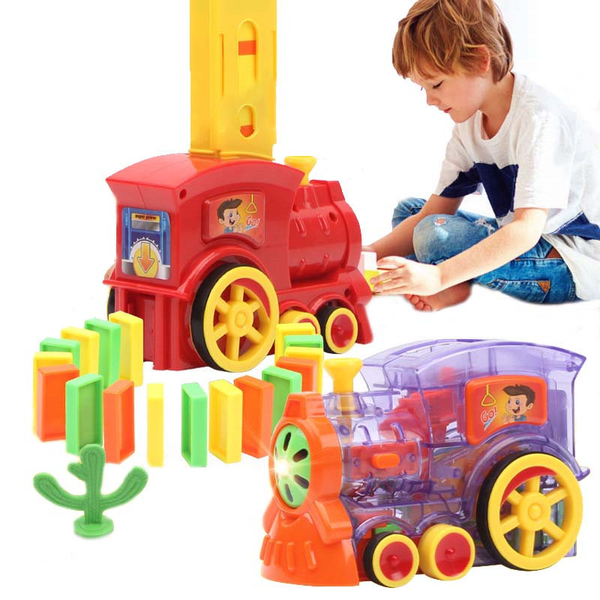 

car toy domino game toy set automatically placed domino train carriage with light and sound building blocks educational diy toy