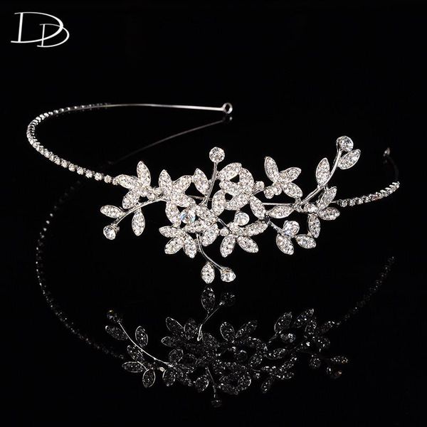 

hair clips & barrettes dodo chic leaves wedding accessories zircon inlay white gold color bridal tiaras austrian crystal diadem jewelry, Golden;silver