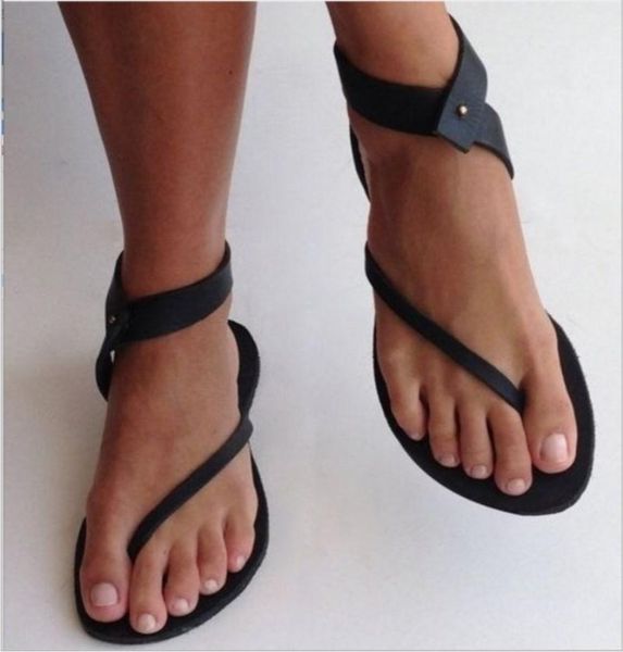 

sandals women gladator flat summer european design shoes ladies fisherman bohemia big size 35-43 ankle strap, Black