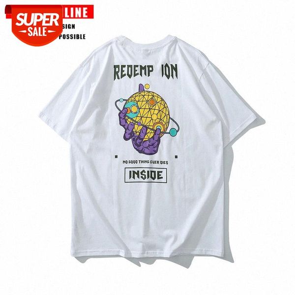 

summer fun printing t-shirt male student hong kong trend brand hip-hop loose short-sleeved wild tee half-sleeved #qt68, White;black