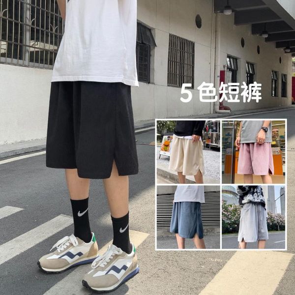 

men's shorts hybskr casual men summer loose corduroy sports pants fashion straight for man vintage male, White;black