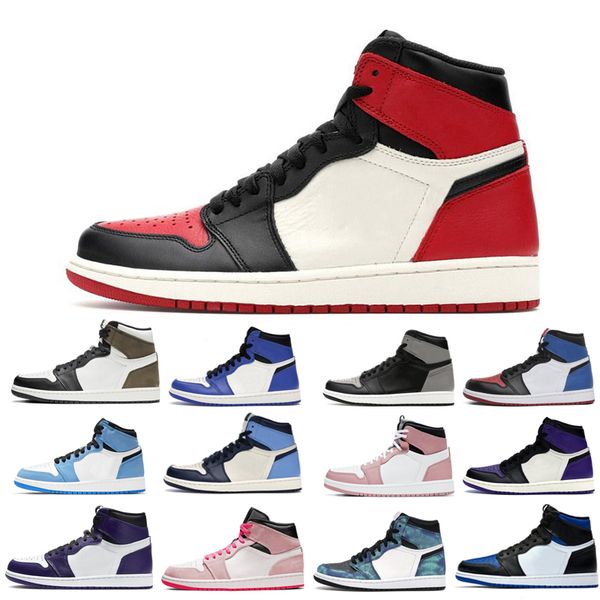 

2022 1s man's basketball shoes man turbo green unc obsidian tie dye purple bred toe cactus jack university blue what the shadow fit