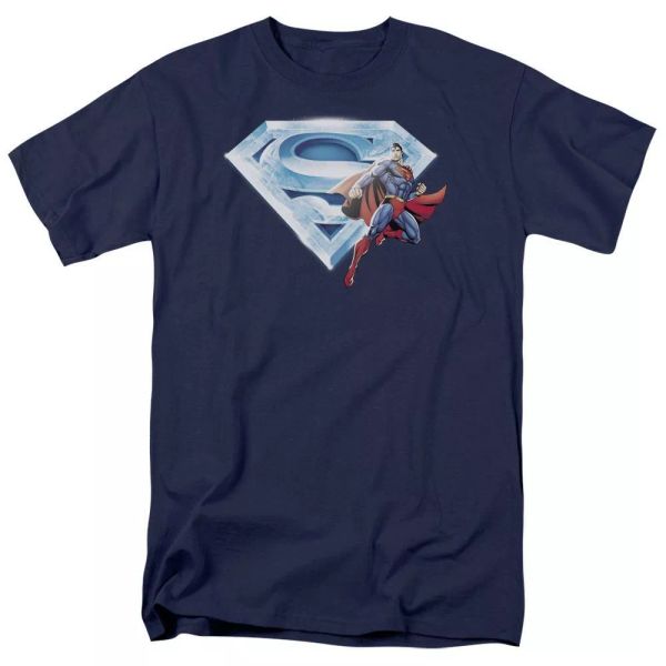 

Superman Superman & Crystal Logo T-Shirt DC Comics Sizes S-3X NEW, White;black