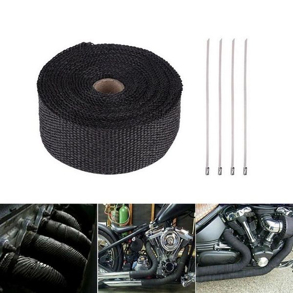 

exhaust pipe 5m car moto thermal tape heat shield wrap turbo shields manifold header insulation cloth roll