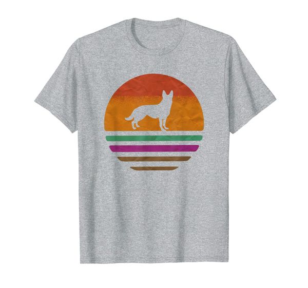 

vintage german shepherd tee retro 70s sunset men women gift t-shirt, White;black