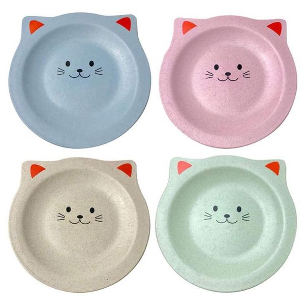 

planters & pots 4pcs cat dessert plate wheat straw serving appetizer salad snack