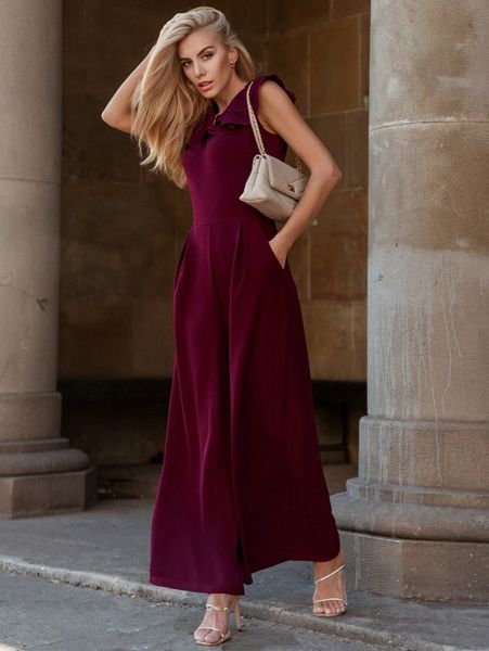 

miusol ruffle trim wide leg jumpsuit q4ro#, White