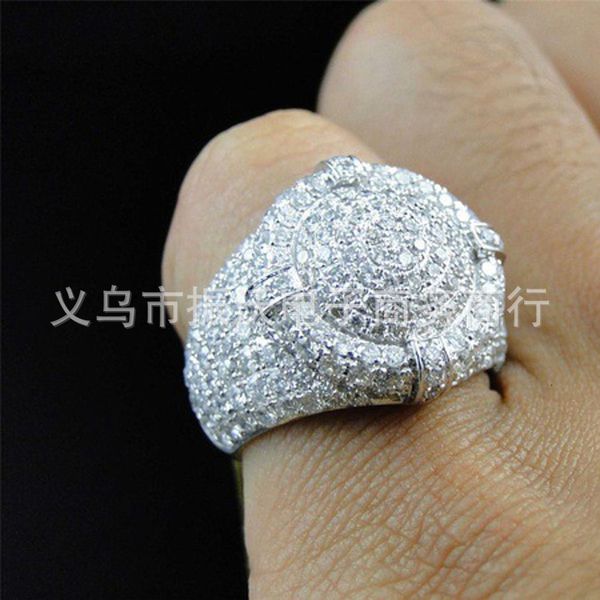 

hip hop high grade micro set zircon full diamond ring men's blinding, Silver