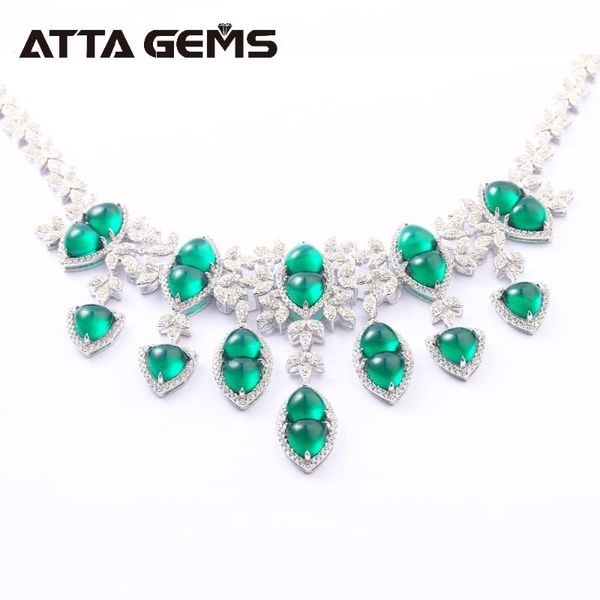

lockets cabochon emerald sterling silver pendants for women luxury style 40 s created wedding jewelrys