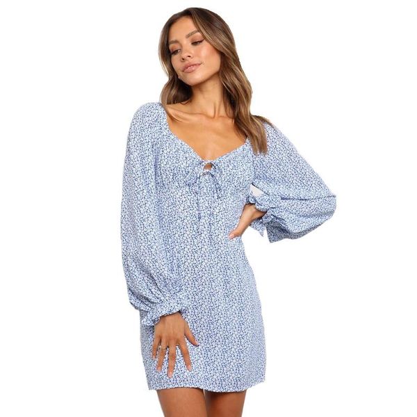 

casual dresses dress woman autumn long sleeve mini flower ladies deep v neck party club m192, Black;gray
