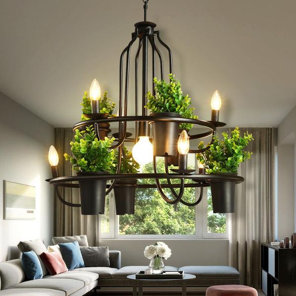 

pendant lamps nordic modern simple restaurant bar cafe art green plant chandelier garden personality balcony