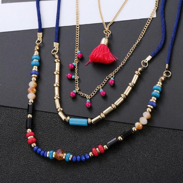 

pendant necklaces fine workmanship women multilayer tassel necklace for vacation, Silver