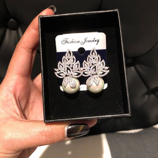 

godki imitation pearl leaf collection full micro cubic zirconia pave women bridal engagement earring jewelry addiction, Golden;silver