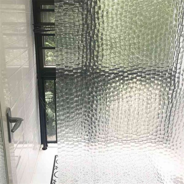 Cortina de chuveiro de banheiro 3D impermeável transparente com ganchos espessados ​​banhos de banho grande 210915