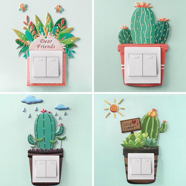 

wall stickers 3d switch cover cartoon sticker flamingo cute outlet silicone animal on-off luminous useful room decor
