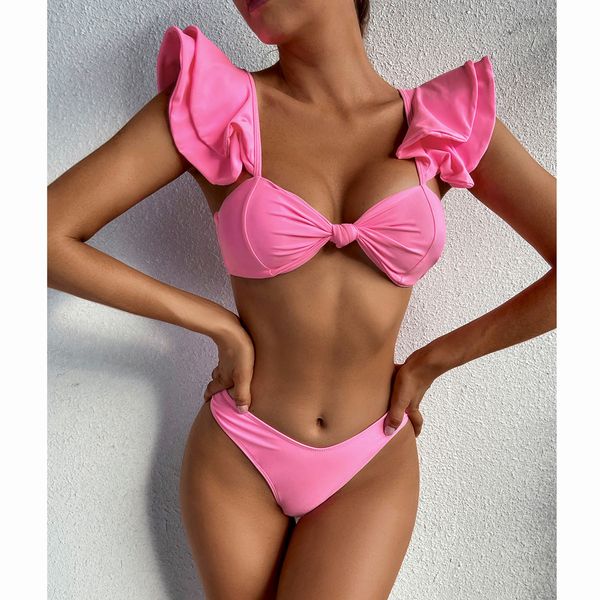 

ruffle bikini bikini set pint swimsuit female high waist women swimwear bandeau swimming suits bathing suit beachwearswimwear bathi, White;black