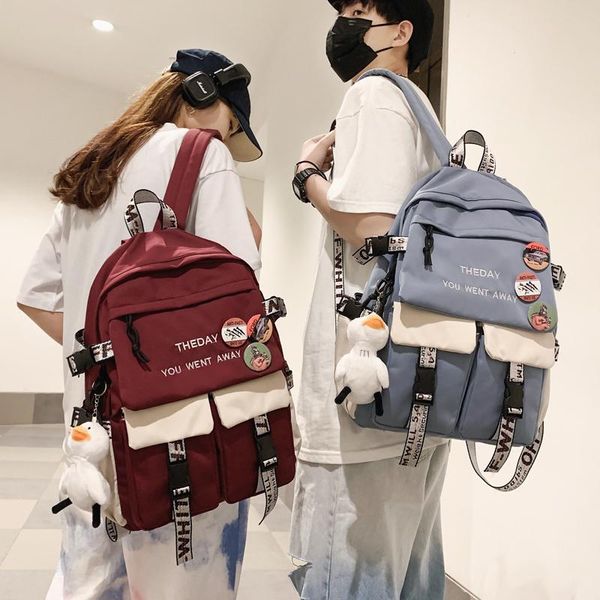 

couple original tide backpack women men letter printed school backpacks for girls harajuku waterproof nylon bags ruckpack