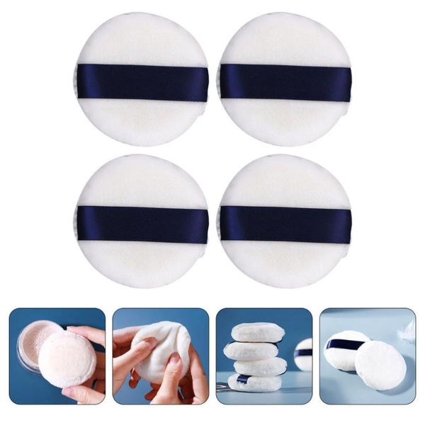 

sponges, applicators & cotton 4pcs fluffy round powder puff with ribbon for makeup loose foundation
