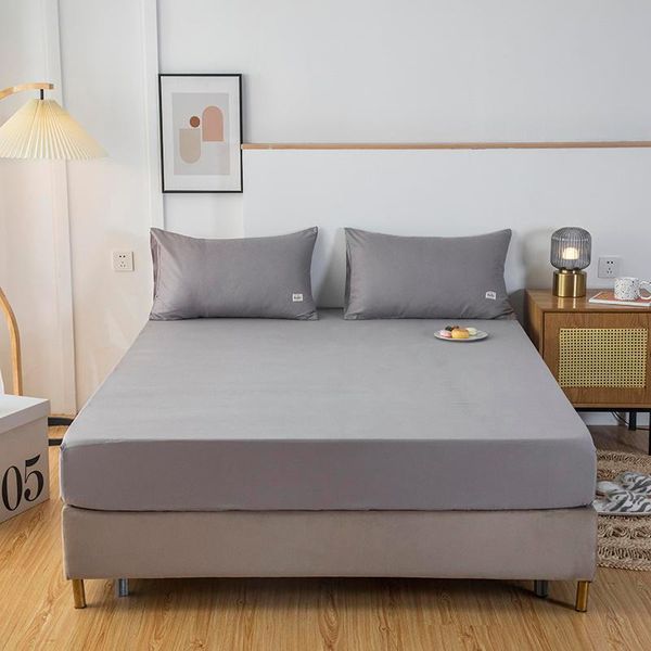 

sheets & sets bonenjoy 1pc bed sheet with elastic plain dyed single size bottom gray color queen fitted (no case)