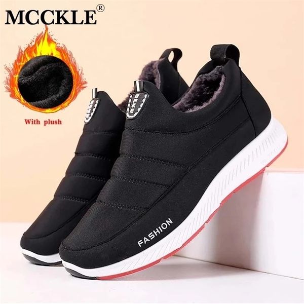 

mcckle women's snow boots slip on winter women&men warm fur soft flat plush vulcanized shoes ladies casual comfort mom's 211022, Black