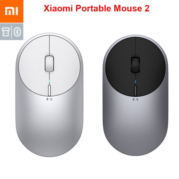 

original xiaomi mi portable mouse 2 4-dpi 4000 2400 1800 1200 bluetooth rf2.4 aluminium metal abs windows 10 android mac
