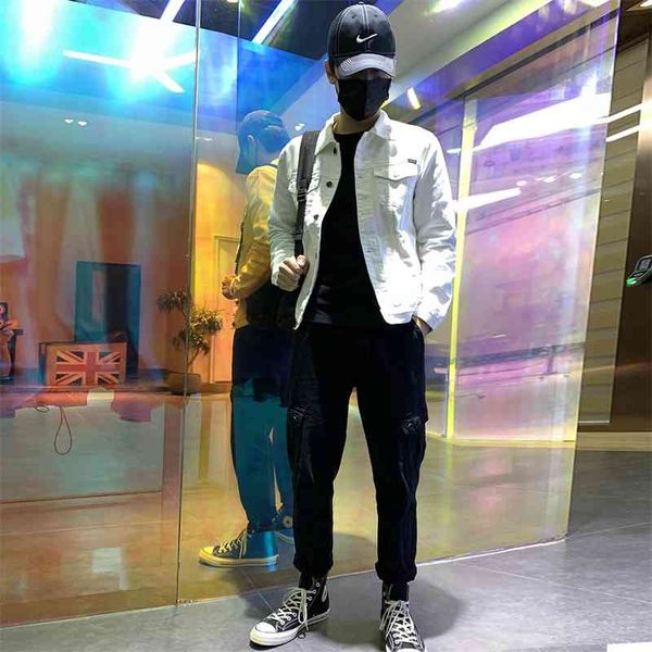 

spring and autumn leisure short white men's korean fashion casual work clothes cowboy jacket men, Black