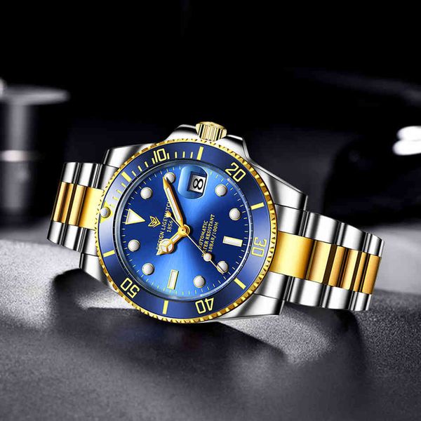 

2021 luik watches men automatic mechanical clock mode business 316l steel wriswatch 100 waterproof nh35 movement, Slivery;brown
