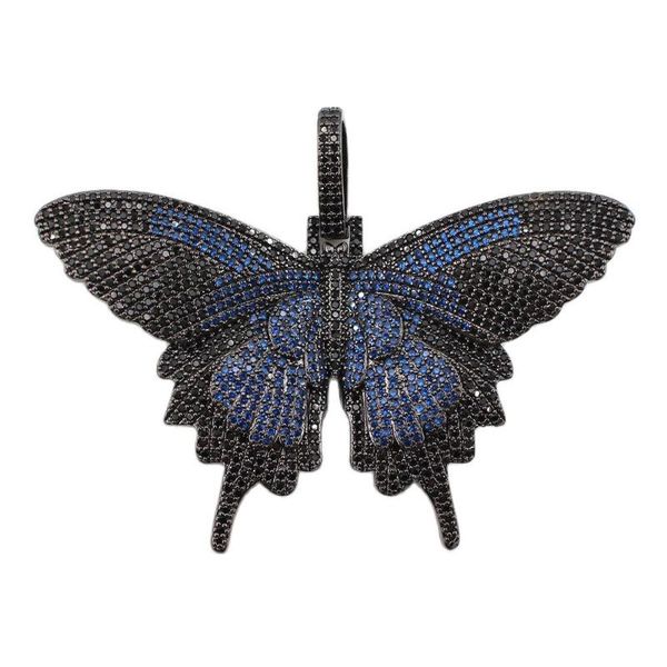 

charms apdgg 1 pcs 40x66mm gunmetal gold plated blue cz micro butterfly pendant necklace jewelry diy, Bronze;silver