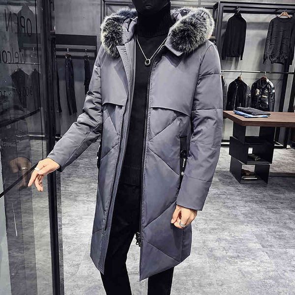 

Winter loose men's coat black fashion down jacket