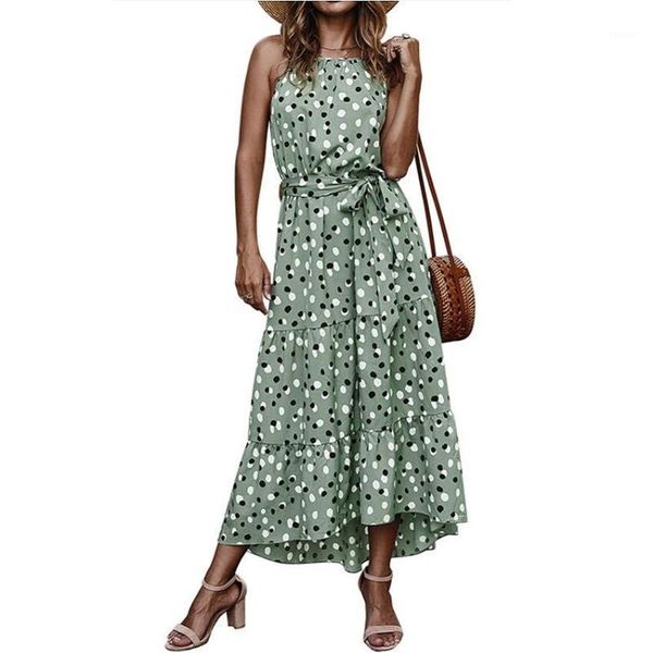 

ladies boho summer women dress polka-dot maxi dess foral print long holiday sundress beach female vestido women's swimwear, White;black
