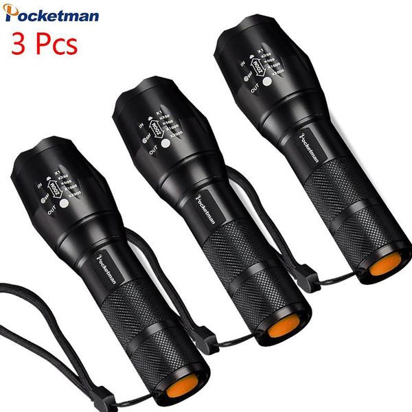 

lumens 5-mode xm-l t6 led zoomable focus torch by 1*18650 battery or 3* flashlights torches