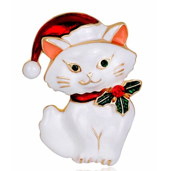 

pins, brooches fashion animal elegant christmas cat rhinestone crystal brooch, Gray