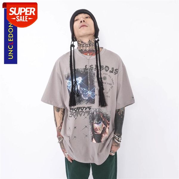 

uncledonjm butterfly oversized t shirt hip hop streetwear tshirt harajuku summer short sleeve t-shirt cotton tees lsd05 #2m7v, White;black