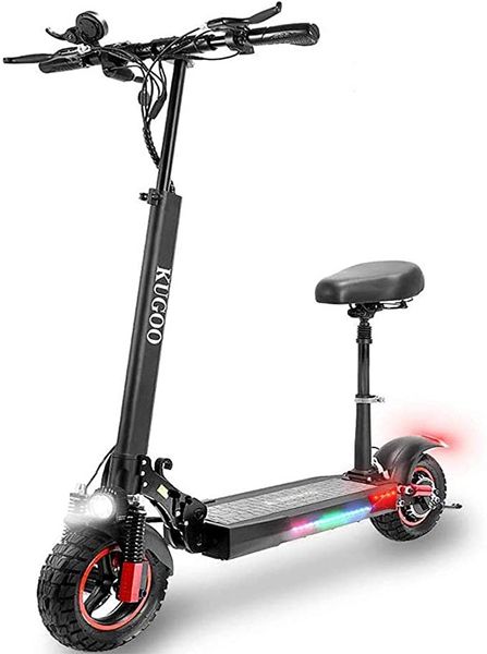 

kugoo kiri m4 pro folding electric scooter for adults max 45km/h 500w brushless motor 3 speed modes dual disc brake 55km long range - black